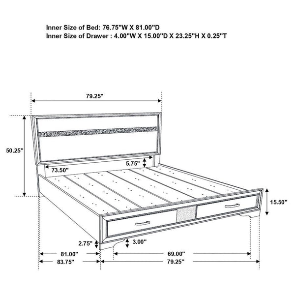 Miranda - King Side Rails & Slats, Box 2 of 3 - Black