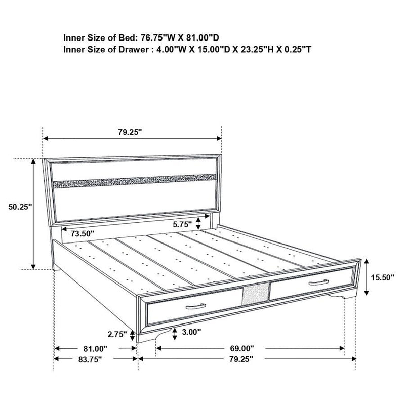 Miranda - King Headboard & Footboard, Box 1 of 3 - Black