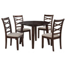 Barton - 5 Piece Round Wood Dining Table Set - Dark Brown