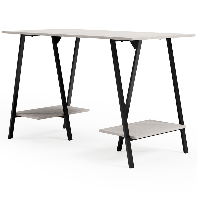 Bayflynn - Home Office Desk - 2 Fixed Shelves - White / Black