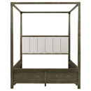 Gran Park - Queen Headboard, Footboard, Front & Back Canopy & Slats, Box 1 of 2 - Dark Cocoa