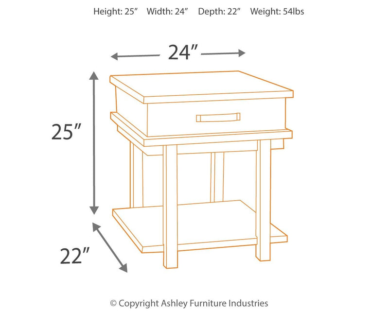Stanah - Rectangular End Table - Brown / Beige
