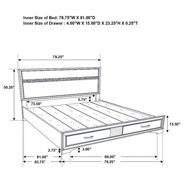 Miranda - King Headboard & Footboard, Box 1 of 3 - White