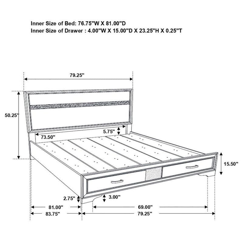 Miranda - King Headboard & Footboard, Box 1 of 3 - White