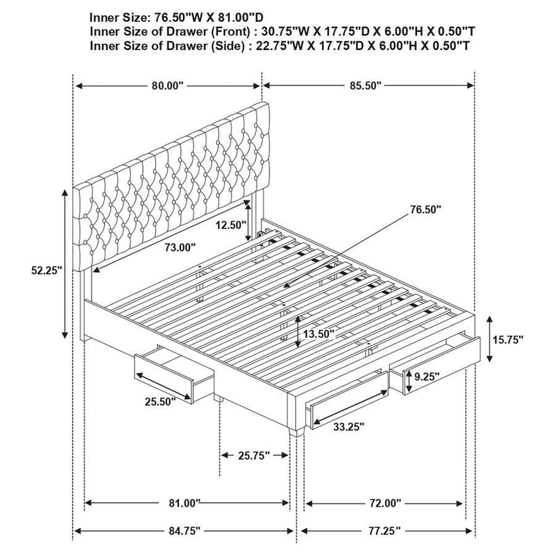 Soledad - King Footboard & Side Rails, Box 2 of 2 - Light Gray