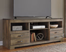 Trinell - 63" TV Stand With Glass/Stone Fireplace Insert - Brown