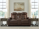 High Impact - Power Reclining Loveseat With Console / Adj Hdrst - Tobacco