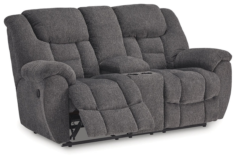 Foreside - Dbl Reclining Loveseat with Console - Charcoal