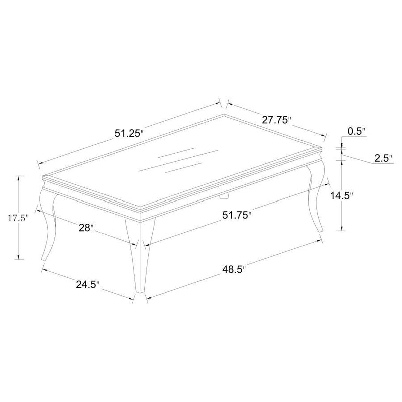 Carone - Coffee Table Glass, Box 1 of 3 - White And Chrome