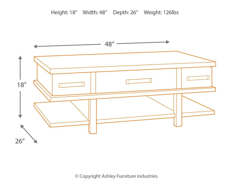 Stanah - Lift Top Cocktail Table - Brown / Beige