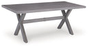 Half Moon Beach - Rectangular Dining Table With Umbrella Option - Gray