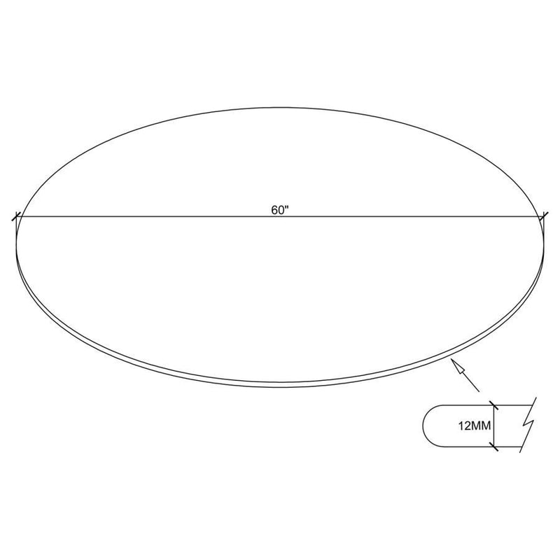 60" 12mm Round Clear Tempered Glass Top - Clear