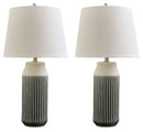 Afener - Ceramic Table Lamp (Set of 2) - Blue / Beige