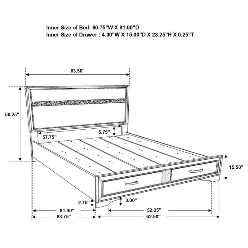 Miranda - Queen Headboard & Footboard, Box 1 of 3 - White