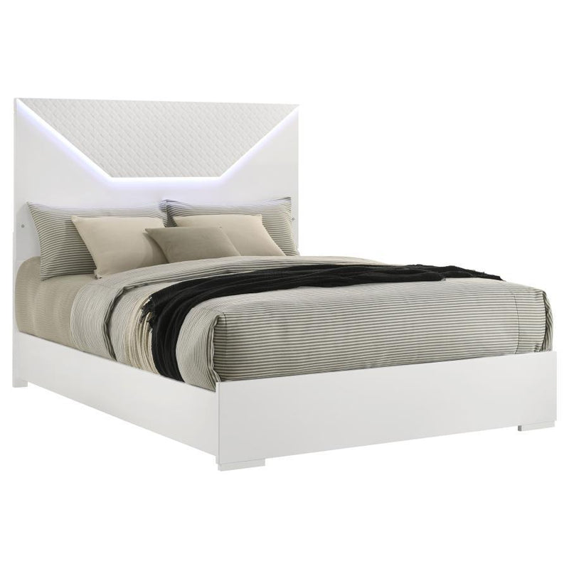 Ives - Queen Headboard, Footboard & Slats, Box 1 of 2 - White High Gloss