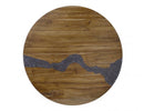 Silver - Round Dining Table With Resin River - Brown