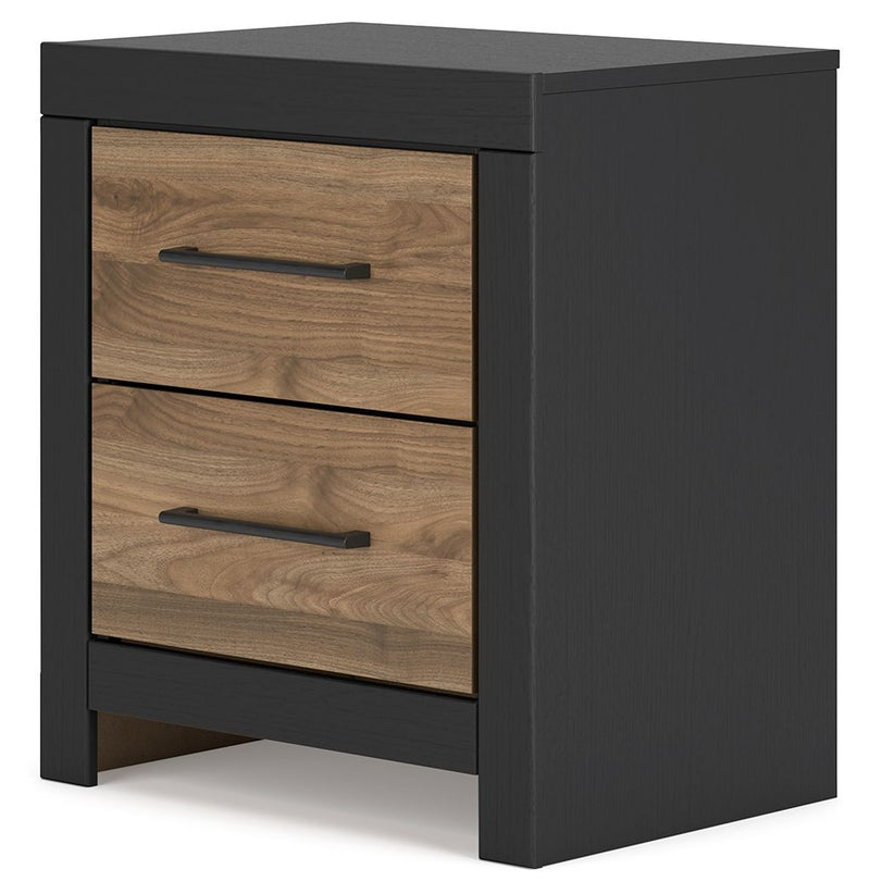 Vertani - Two Drawer Night Stand - Black / Honey Brown