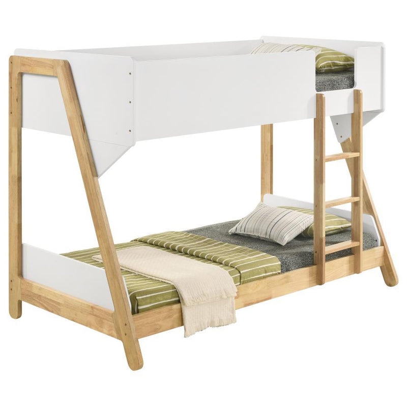 Wyatt - Twin / Twin Bunk Bed, Box 1 of 2 - White And Natural