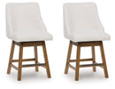 Cabalynn - Upholstered Swivel Barstool (Set of 2) - Oatmeal / Light Brown