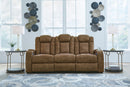 Wolfridge - 2 Pc. - Power Reclining Sofa, Power Reclining Loveseat With Console - Brindle