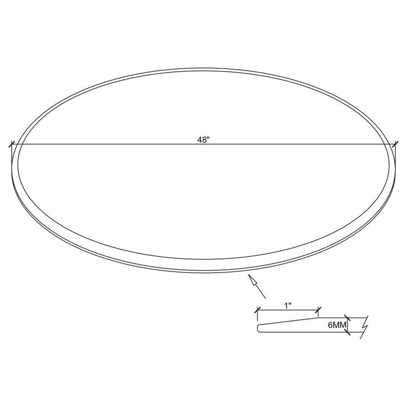 48" 6mm Round Clear Tempered Glass Top - Clear