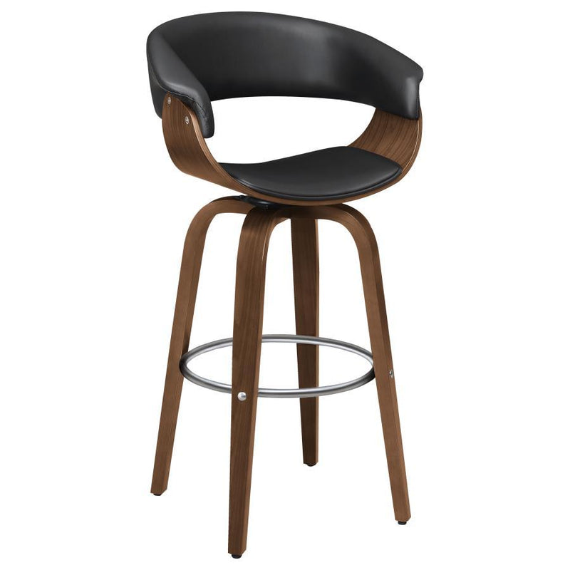 Zion - Swivel Bar Stool-Seat, Box 1 of 2 - Walnut And Black