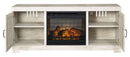 Bellaby - 63" TV Stand With Faux Firebrick Fireplace Insert - Whitewash