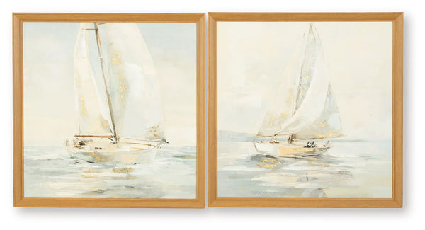 Winbrook - Wall Art Set (Set of 2) - Gray / Tan / Gold Finish