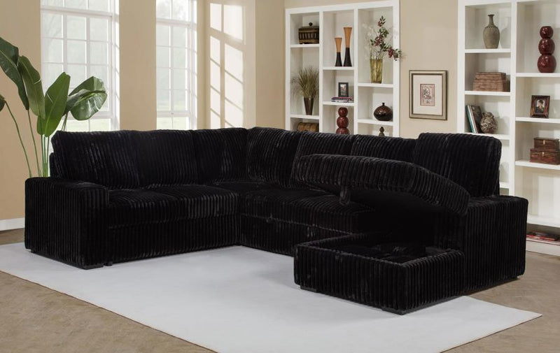 Devonshire - Left Sofa With 2 Pieces Pillow, Box 1 of 3 - Black