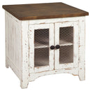 Wystfield - Rectangular End Table - 2 Doors - White / Brown