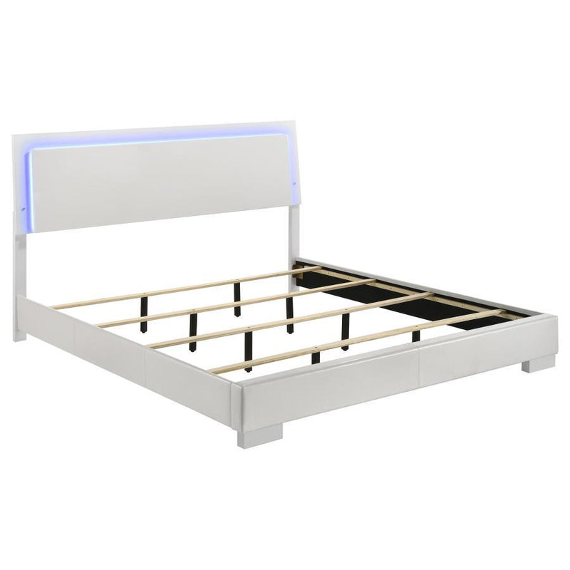 Felicity - King Footboard, Side Rails & Slats For LED Panel Bed, Box 2 of 2 - White High Gloss