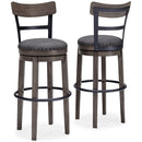 Caitbrook - Tall UPH Swivel Barstool - Gray