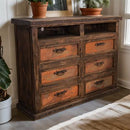Dresser/TV Stand W/Copper Drawers