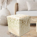Square Ottoman in Gold Splashed on White
