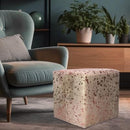 Square Ottoman in Rose Gold Splashed on White