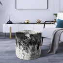 Round Ottoman in Bravo Gray & White