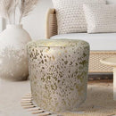 Round Ottoman in Gold Splashed on White