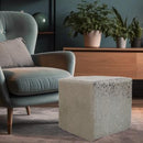 Square Ottoman in Silver Splashed on White