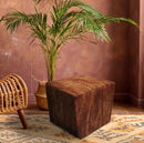 Square Ottoman in Pampa Brindle Brown