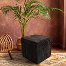 Square Ottoman in Pampa Brindle Dark