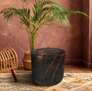 Round Ottoman in Pampa Brindle Dark