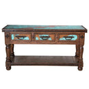 3 Drawer Turquoise Copper Console