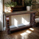 Credenza With Handcarved Base Legs And Green Copper Top