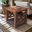 Farmhouse Natural Copper Top Side Table