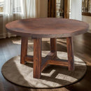Round Beaten Copper Top Table With Parota Wood Base
