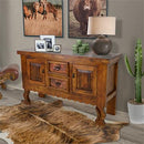 Reclaimed Wood Yoke Console With Copper Drawer Inserts