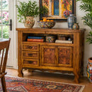 Copper Panel Tv Console With Yoke Leg