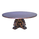 Carved Pedestal And Copper Top Dining Table