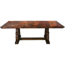 8' Natural Copper Top Dining Table with Carved Base