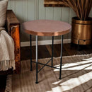 Stitched Side Table in a Natural Satin Finish
